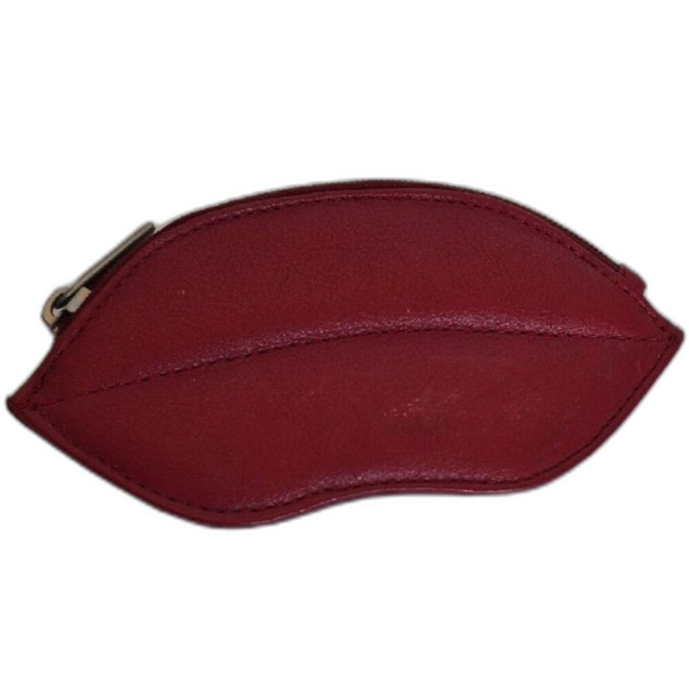 Red Lips Shaped Coin Purse Card Holder Keychain Novelty Zipper Wallet